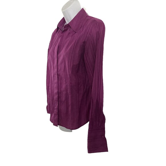 Moda International Y2K Purple Shirt Size PS Semi Sheer Long Sleeve Button-Up Top - Picture 4 of 10
